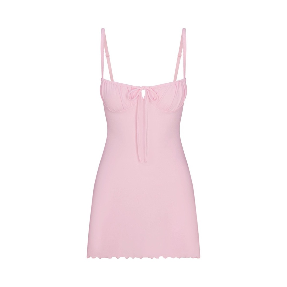 Skims Logo Pointelle Mini Dress